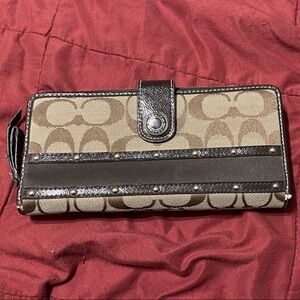 Coach Brown Wallet with Studded Detail